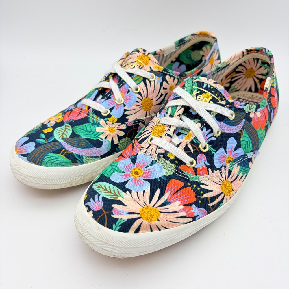 Keds x Rifle Paper Co Champion Dovecote Floral Sneakers Navy Multi 9.5 Canvas - Picture 2 of 9